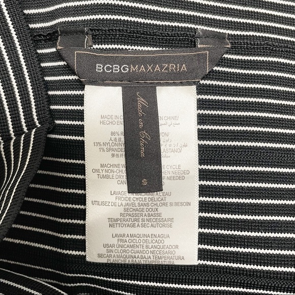 BCBGMAXAZRIA Black White Striped Bodycon Tulip Skirt Mini EUC - Picture 6 of 7